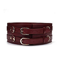 Шкіряний пояс для бондажу Liebe Seele Wine Red Waist Cuff S Size