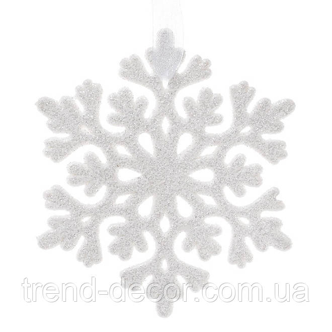 Новорічна підвіска Сніжинка біла 9 см. 11897