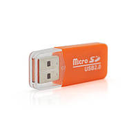 Кардридер універсальний MERLION CRD-1OR TF/Micro SD, USB2.0, Orange, OEM Q50 l