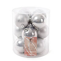 Набор пластиковых новогодних шаров 12 шт. D-8 см. 12035