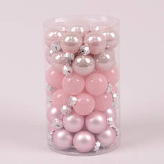 Кульки скляні 2,5 см. рожеві мікс (48 шт.) 44534