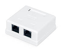 Розетка RITAR UTP 8P8C RJ45 2 порт Cat-6, накладная белая Q500 d