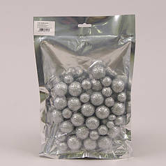 Кульки з пінопласту срібні D-15-20-30 мм. (60 шт. в упаковці) 44459