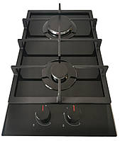 Варильна поверхня дві газові конфорки, чорна, чавунна решітка Luxor PGE 320 BCH SS Німеччина