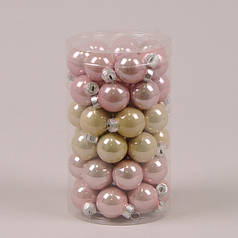 Кульки скляні 2,5 см. рожеві-кремові (48 шт.) 44527