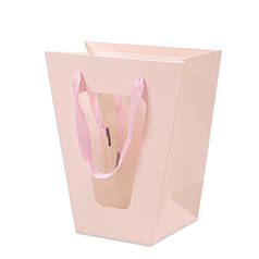 Паперова рожева сумочка для квітів з прозорим пластиковим віконцем  (12 шт.) 39173