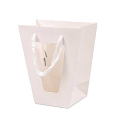 Паперова біла сумочка для квітів з прозорим пластиковим віконцем  (12 шт.) 39192