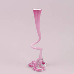 Ваза скляна фігурна рожева 40 см. 8185