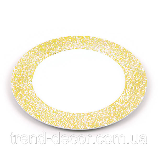 Підставка пластикова декоративна біло-золота D-33 см. 39743