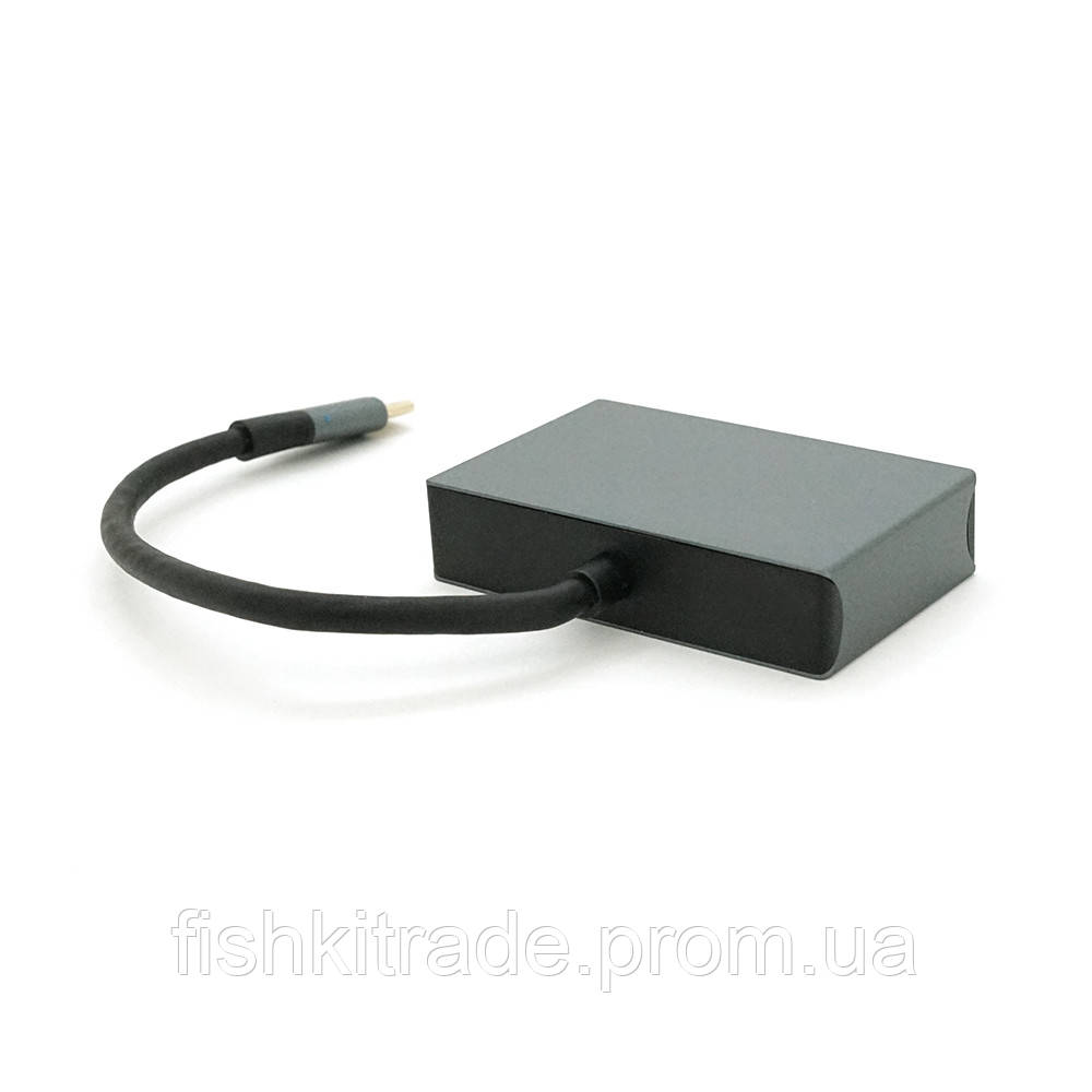 Хаб Type-C(папа) аллюминиевый, HDMI(мама)+VGA(мама), 23cm, Silver l - фото 3 - id-p1981619851