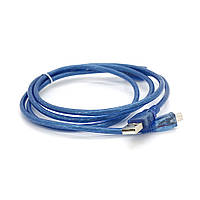 Кабель USB 2.0 (AM/Miсro 5 pin) 1,5м, прозрачный синий, Пакет l