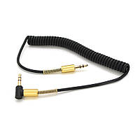 Кабель VEGGIEG AWS-2 AUX Audio DC3.5 папа-папа 1.0м, GOLD Stereo Jack, (круглый) Black cable, Пакет d