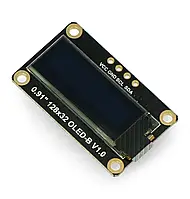 OLED дисплей, монохромная графика 0.91 &#039;&#039; 128x32px I2C - DFRobot DFR0648