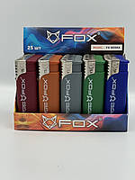 Запальничка турбо FOX кольорова прорезинина в пакуванні 25 шт.