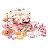 Дитячий іграшковий посуд Чайний сервіз з десертами у валізці металевий (60439), фото 4