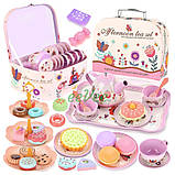 Дитячий іграшковий посуд Чайний сервіз з десертами у валізці металевий (60439), фото 5