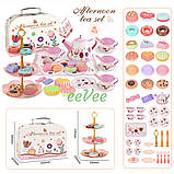 Дитячий іграшковий посуд Чайний сервіз з десертами у валізці металевий (60439), фото 6