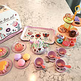 Дитячий іграшковий посуд Чайний сервіз з десертами у валізці металевий (60439), фото 8