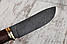 Ніж ручної роботи мисливський з дамаської сталі Зевс, нескладний ніж зі шкіряним чохлом у комплекті, фото 4