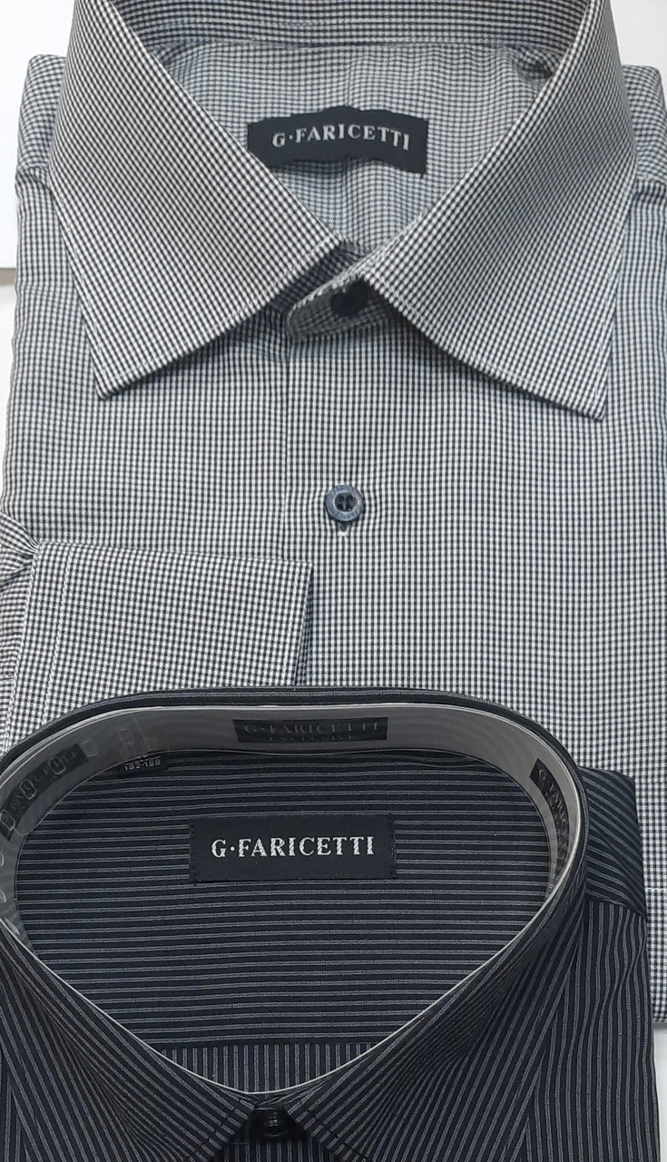 Сорочка чоловіча G-Faricetti 9949 біло-чорна клітинка