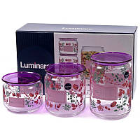 Набор банок для сыпучих продуктов Luminarc Irises Purple P9216 3 предмета h