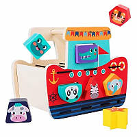 Дерев'яна іграшка корабель-сортер у коробці 21,5*15,5*13 см
