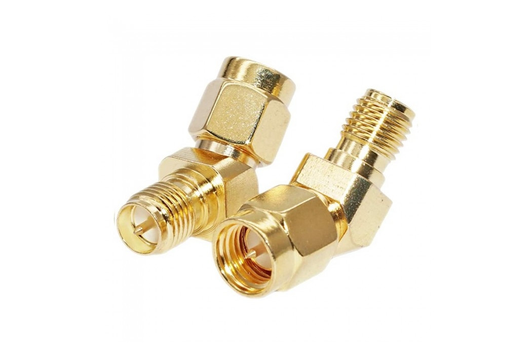 Перехідник кутовий 135/45° для FPV та радіообладнання (SMA M - RP-SMA F), фото 1