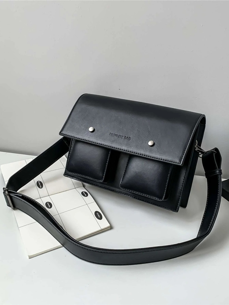 Сумка FILWHITEBAG прямокутна через плече крос-боді чорна, фото 1