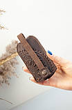 Чохол для ключів шкіряний темно-коричневий з орнаментом Етно | Ключниця шкіряна, фото 2