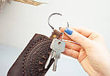 Чохол для ключів шкіряний темно-коричневий з орнаментом Етно | Ключниця шкіряна, фото 5