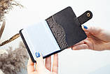 Візитниця шкіряна чорна з тисненням Карпати | Шкіряний картхолдер, фото 6