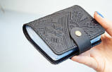 Візитниця шкіряна чорна з тисненням Карпати | Шкіряний картхолдер, фото 3