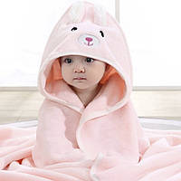 Полотенце с капюшоном детское махровое Розовый кролик Розовый Хіт продажу!