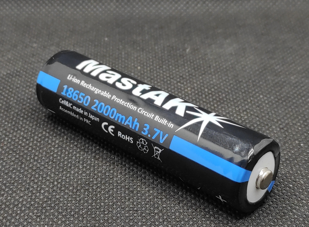 Аккумулятор Li-ion MastAK 18650 3.6v 2000mAh с защитой (1шт), фото 1
