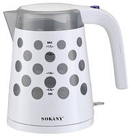 Електрочайник на 1,7 л 1850 Вт білий чайник Sokany FK-1621