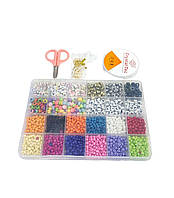 Великий набір дитячої творчості: намистини бісеру для плетіння браслетів 28 кольорів + C17-15