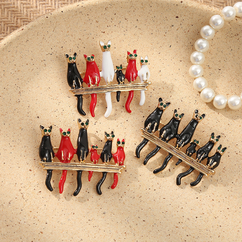 Брошка у формі Кішок на гілці, для жінок, елегантна брошка для костюма, брошка на комірі, фото 1