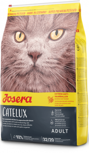 Josera Catelux корм для  котів, схильних до утворення грудок шерсті, качка та картопля 10КГ
