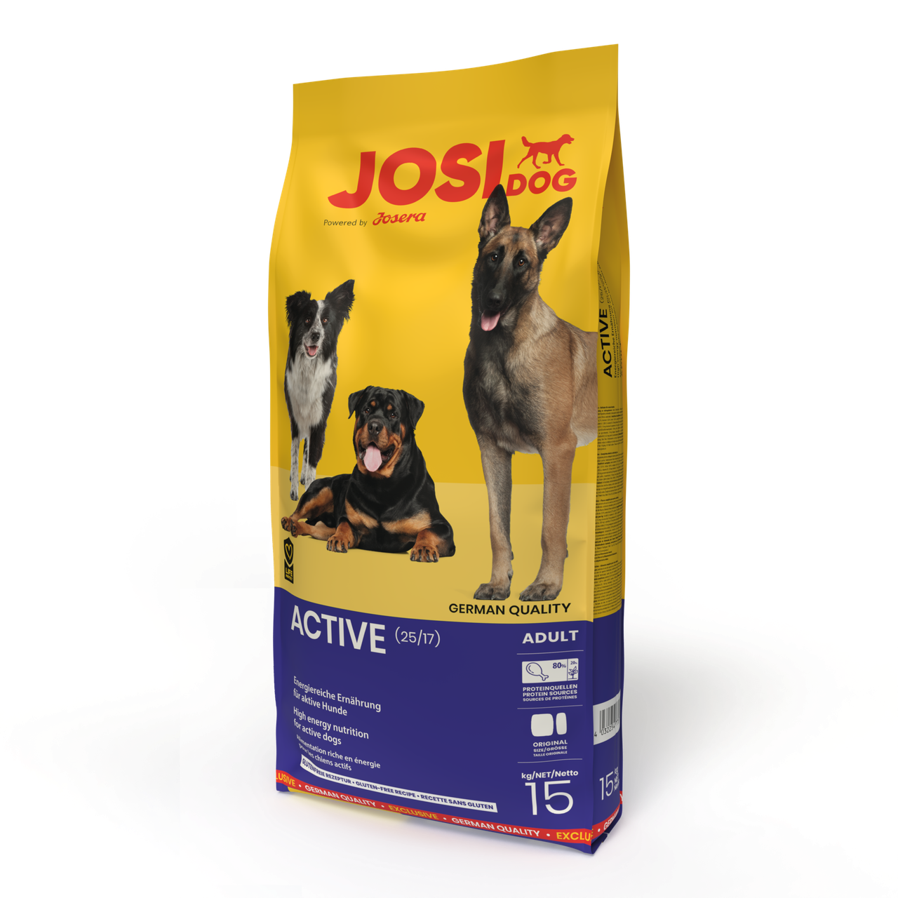 Josera JosiDog Active для активних собак, домашня птиця та зелені мідії 15 кг