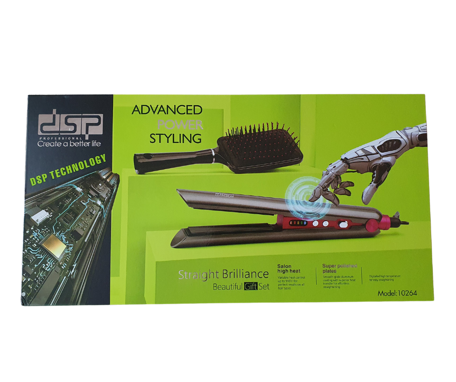 Комплект для стайлінгу волосся DSP праска + масажна щітка (расческа), фото 1