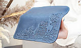 Темно-синій гаманець жіночий довгий шкіряний з тисненням Сова з прозорим відділом, фото 4