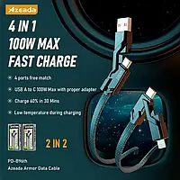 Провод AZEADA Armor 100W Lightning USB-A Type-C кабель шнур