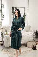 Жіночий велюровий халат Зелений, L