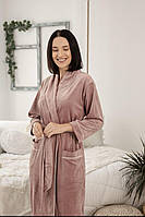 Жіночий велюровий халат Пудра, XL