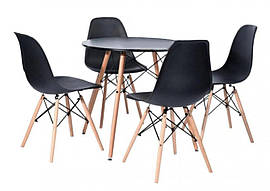 Стіл обідній кухонний круглий Bonro (Бонро) В-957-700 + 4 чорні крісла B-173 (41300045)