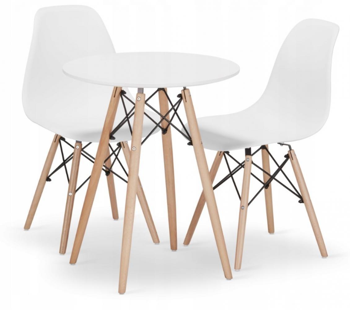 Стіл обідній кухонний круглий Bonro Бонро В-957-600 + 2 білих крісла B-173 FULL KD (41300051), фото 1