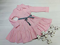 Сукня велюрова з пояском для дівчинки 110 см., рожевий