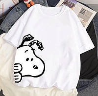 Женская трикотажная футболка с отворотом «Dog» Белый