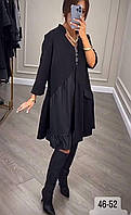 Жіноче сучасне плаття, 42-46, 48-52, чорний, італійська костюмка, еко кожа.