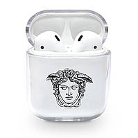 Прозрачный силиконовый чехол Apple AirPods с рисунком - Versace (KAP1190)